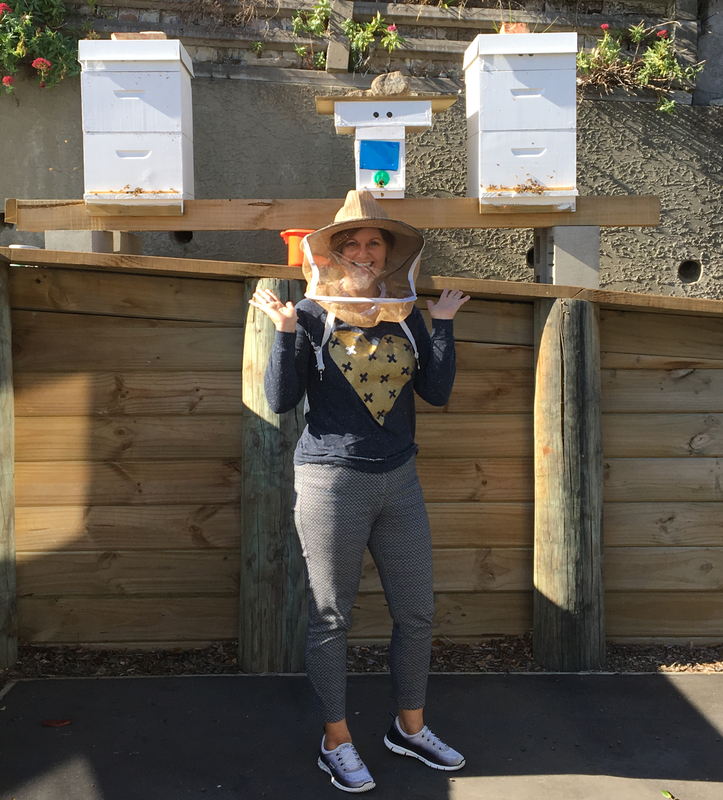 Debbie Mills from Task Diva NZ  in beekeeping outfit