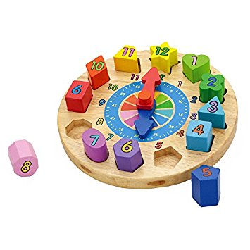 wooden clock toy from squoodles nz